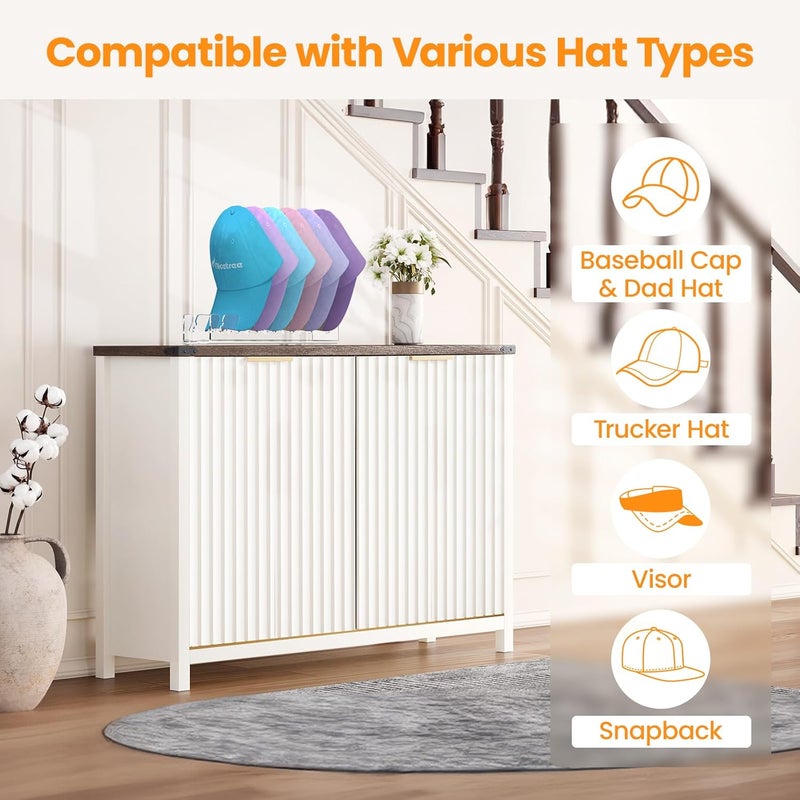 Nicetree Hat Organizer for Baseball Caps, 4 Pcs No Install Acrylic Hat Racks for 28 Baseball Caps Storage, Hat Stand for Caps Display and Organizer for Dresser, Bedroom, Closet, Office - Image 4